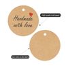 G2PLUS 100 PCS Kraft Gift Tags, 5CM "Hand Made with Love" Round Paper Tags, Hang Wedding Labels Tag with 20M String for Handmade Present
