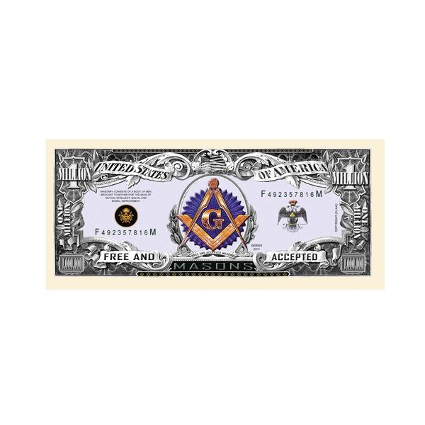 American Art Classics Freemason Masonic Million Dollar Bill - Pack of 100 - Limited Edition Collectible Novelty Dollar Bills - Best Gift Or Keepsake for Masons