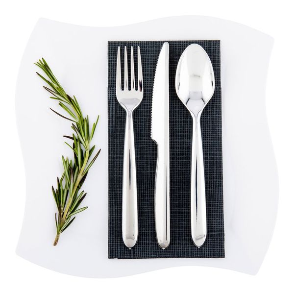 Restaurantware Moderna 7.3 Inch Disposable Knives 250 Recyclable Plastic Knives - Crack-Resistant For All Types Of Meals Silver Plastic Cutlery