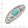 Solid Silver-Tone Acrylic Turquoise and Pearl Hair Barrette 3"