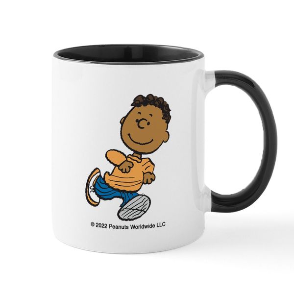 CafePress Peanuts Franklin Running 11 oz (325 ml) Ceramic Coffee Mug