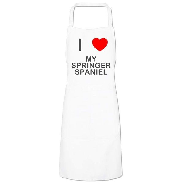 BadgeBeast.co.uk I Love My Springer Spaniel - White Apron