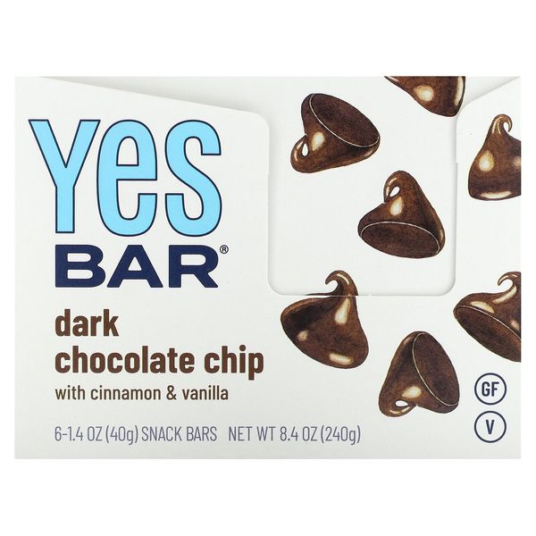 Snack Bar, Dark Chocolate Chip, 6 Bars, 1.4 oz (40 g) Each