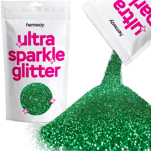 Emerald Green Ultra Sparkle Glitter, Craft Glitter for Tumblers Candle Slime Making, Festival Body Face Nail Glitter, Glitters Powder Packs for Resin Green 100g / 3.5oz