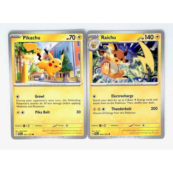 Raichu 064/193 - Paldea Evolved - Pokemon Evolution Set - 2 Card Lot - Scarlet & Violet