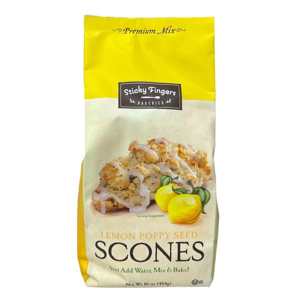 Sticky Fingers Bakeries Lemon Poppy Seed Scone  Baking Mix 16 oz ( pack of 2 )