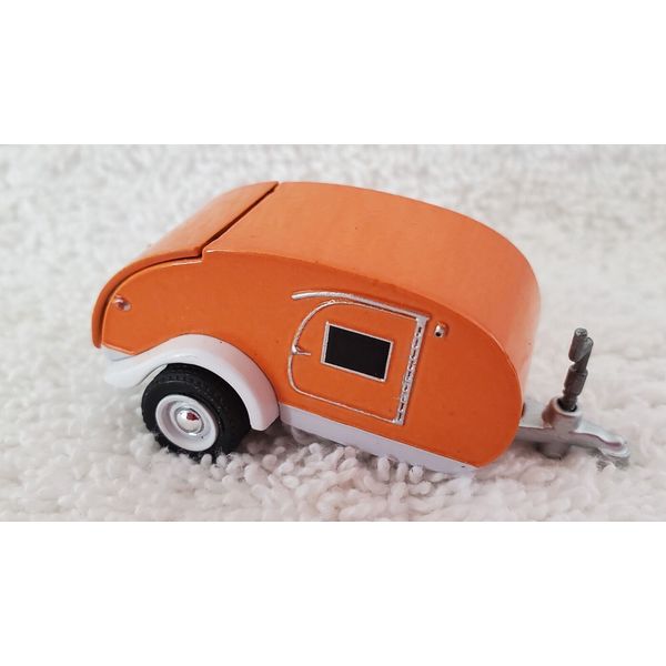 Teardrop Trailer Orange Silver Rims 1/64 Diorama Diecast Model