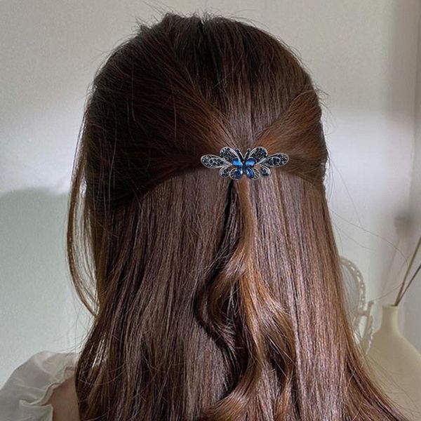 Aneneiceera Blau Kristall Hochzeit Haarspange Haarspange Molan Strass Schwarz Haarspangen Clips Bling Braut Kopfschmuck Kopfschmuck Kopfbedeckung Kristall Braut Haarschmuck für Frauen(Schmetterling)