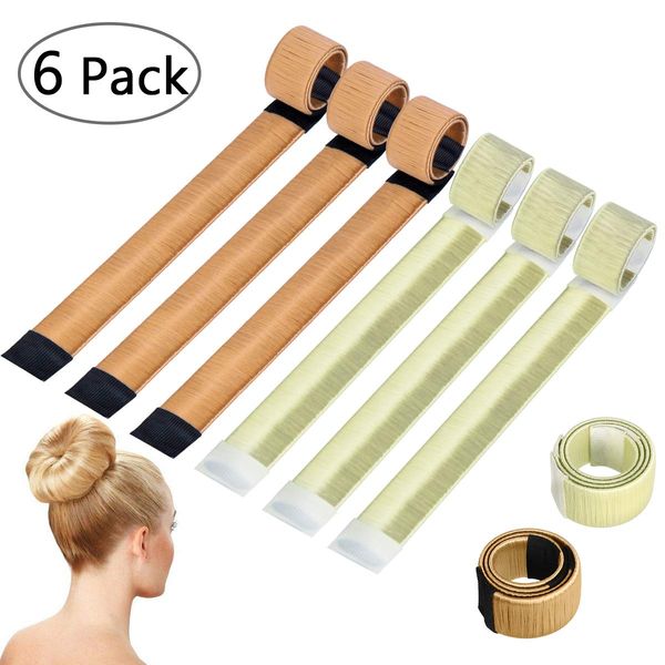 6 Stück Hair Bun Maker, Natürlich Magic DIY French Twist Hairstyle Haar Dutt Maker Dutt Hilfe Band für Frauen Mädchen（Braun, Blonde）