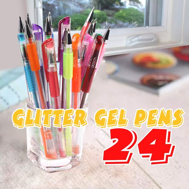 ZSCM Quality Decides The Future Glitter Gel Pens ZSCM 48 Pack Colored Gel Pens Set Include 24 Colors Gel Marker Pen, 24 Refills, Glitter Pens with 40%