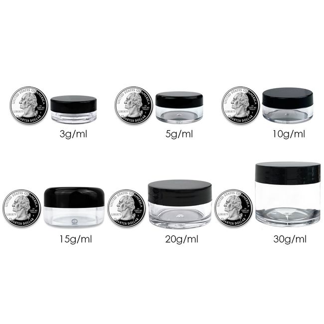 50 Pieces 3 Gram Sample Containers with Lids, Black Sample Jars, BPA Free  Tiny Cosmetic Containers for Makeup, Lotion, Eye Shadow, Powder, and Lip  Balms Black 3g-50 Count