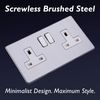 Varilight - 2 Gang 13 Amp Double Switched Socket Dimension Screwless Matt Chrome - XDS5WS