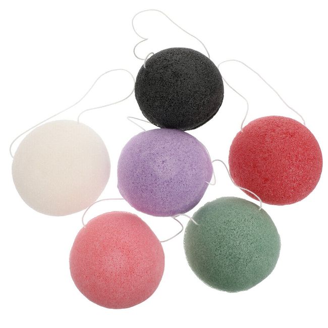 6PCS Loofah Scrubbing Face Sponge Jie Konjak Sponge Cleaning Scrubber Konjac