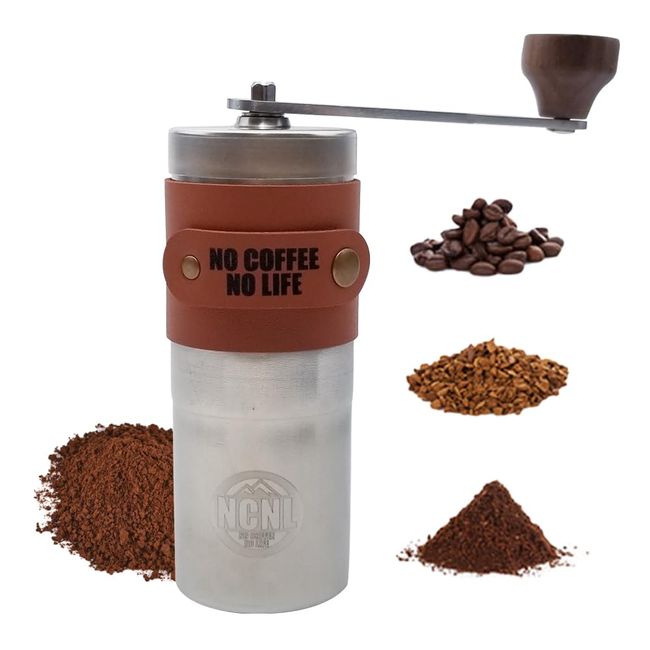 NCNL (NO CAMP NO LIFE) Coffee Grinder, Manual, Hand Grind, Stainless Steel, Ceramic Blade, Adjustable Roughness, Washable, Solo Camping, Outdoor Equipment, Camping Equipment