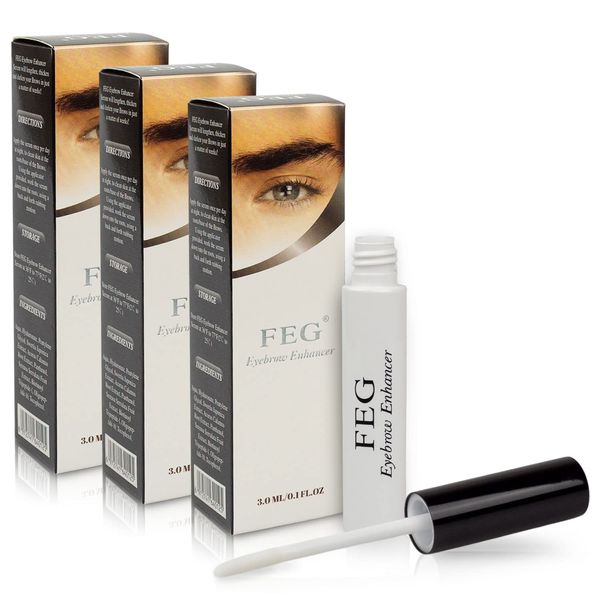 FEG Eyebrow Enhancer Eyebrow Growth Serum for Thicker Brows | Natural Brow Enhancing Serum for Growing and Thickening Eyebrows | Stimulates Natural Eyebrow Growth | 3-Pack of 3ml Tubes