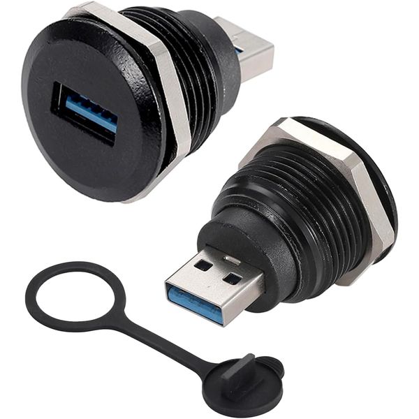 PENGLIN 2-PACK USB Male to Female Panel Mount Adapter, USB Socket to Plug Extension Bulkhead Adapter