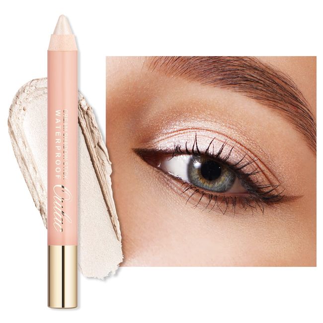 Oulac Glitter Eye Shadow Pencil - Waterproof Eye Shadow Stick Smooth and Long Lasting, Shimmering Glitter Finish, Blendable Eyes Makeup, Vegan & Cruelty-Free 3.8g, (01) Vanilla