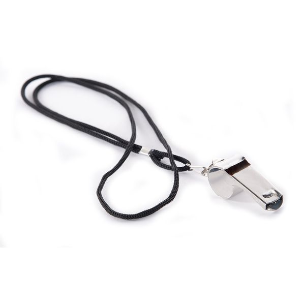 Mato & Hash Nickel-Plated Copper Referee Whistle with Black Lanyard