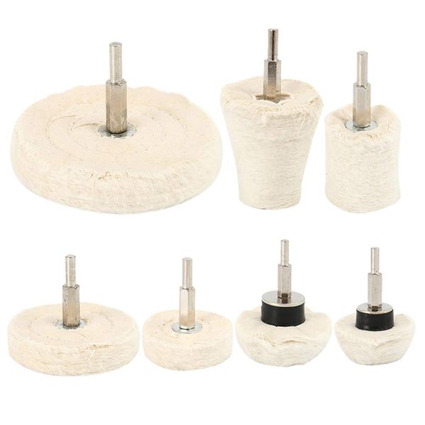 7Pcs Polishing Wheel Set Felt Polishing Buffing Wheel Pad Mop Drill Kit for Metal Grinder Polisher Tool White