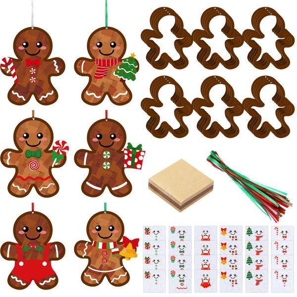 Epakh 24 Sets Gingerbread Man Tissue Sign Craft Kit Christmas Craft Bulk Gingerbread DIY Craft Kit Christmas Tree Decorations Make Your Own Xmas Ornaments Crafts for Holidays Arts