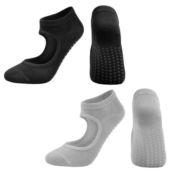 iTYOOS 2 Paar Yoga Socken Rutschfeste für Damen Yoga Pilates Sock Antirutsch Sportsocken Baumwolle Ballettsocken mit Griffen