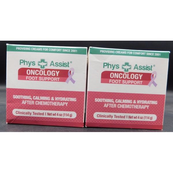 2 Pack Phys Assist Oncology Foot Support Cream 4oz Each Exp:03/25 New & Sealed