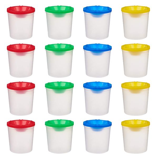 NBEADS 20 Pcs Plastic Paint Cups, No Spill Palette Cups with Lids Clear Paint Cup Art Supply for Primary School Aged Students Paint School Classroom