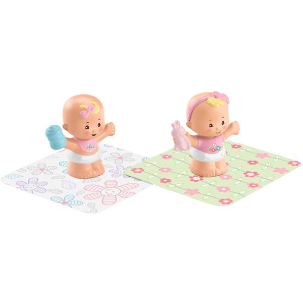 Fisher-Price Little People Snuggle Twins, Set of 2 Baby Figures with 2 Soft Blanket Accessories for Toddlers and Preschool Kids Ages 18 Months to 5 Years