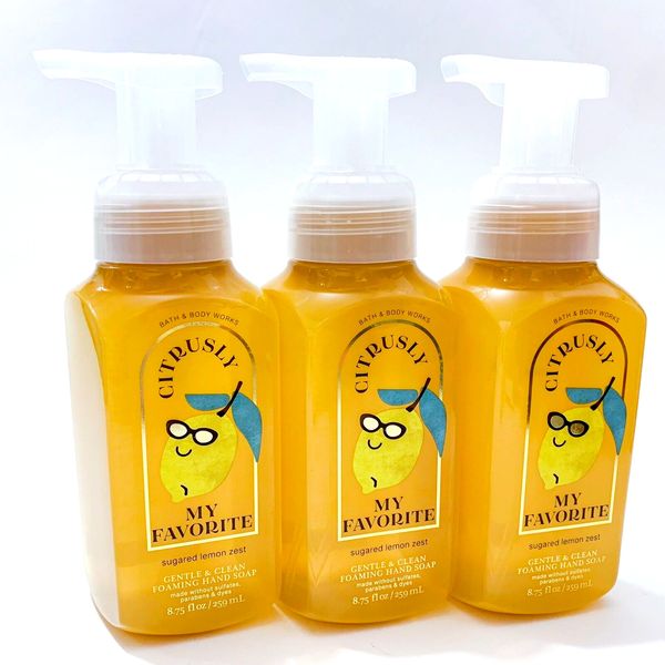 3-Pack Bath & Body Works SUGARED LEMON ZEST Gentle & Clean Foaming Hand Soap NEW