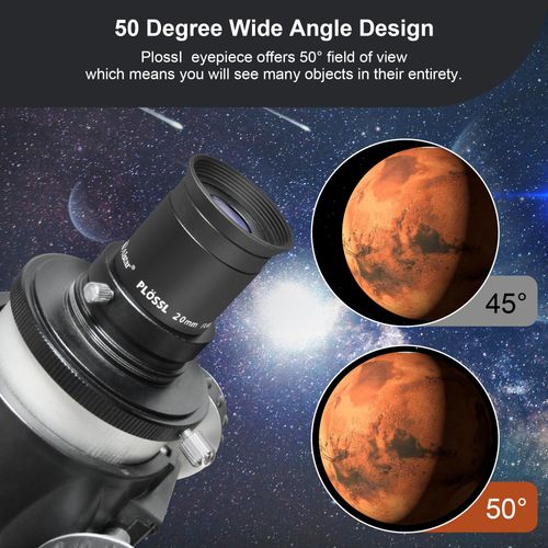 Alstar 1.25 Inch Plossl Telescope Eyepiece - 20mm Fully Multicoated Optical Lens for 1.25inch Astronomic Telescope and Astronomy Filters - 4 Element Plossl Design