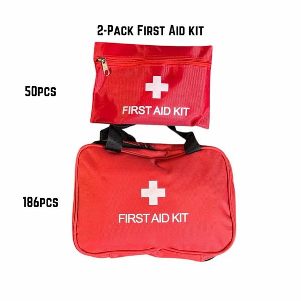 2 Large/Small First Aid Car Kit Medical Emergency Trauma Basic Tactical Survival