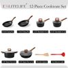 Nonstick Cookware Sets, 12 Pcs Granite Coating Pots and Pans Set Kitchen Cooking