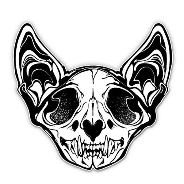 Cat Skull - 12" Vinyl Sticker Waterproof Decal