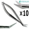 10 Pcs Castroviejo Angled Scissors Sharp 4.75" Sqeeze Spring Micro Instruments