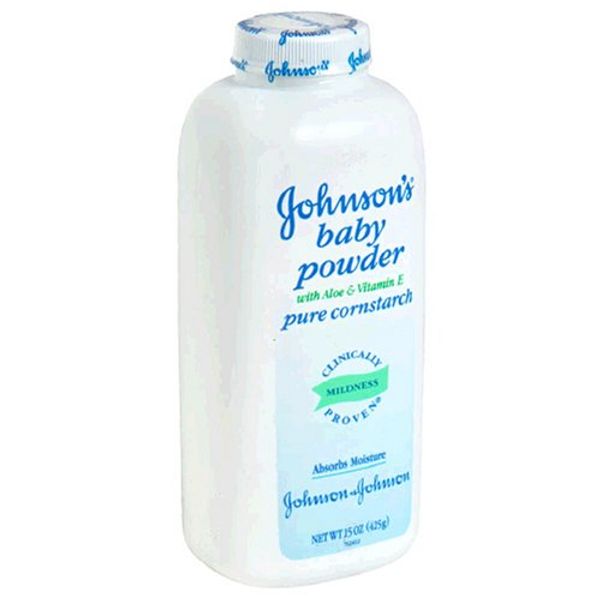 Johnson's Baby Powder, Pure Cornstarch with Aloe & Vitamin E, 15-Ounce Bottles (Pack of 6)