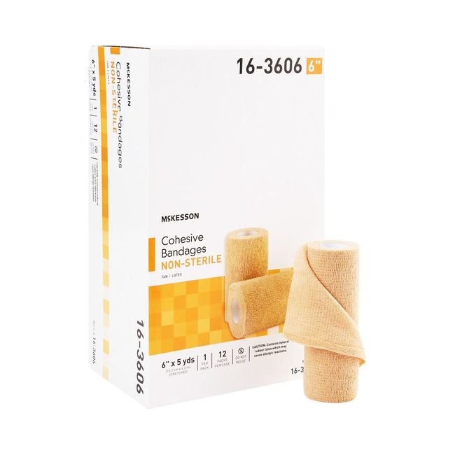 Cohesive Bandage McKesson 6 Inch X 5 Yard Self-Adherent Closure Tan #16-3606