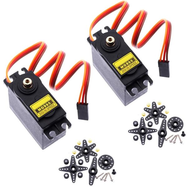 ICQUANZX 2pcs MG995 Analog Servo Metal Gear Servo 20KG High Speed Torque Digital Servo Motor for Smart Car Robot Boat RC Helicopter (Control Angle 180)