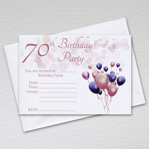 Pack of 70th Birthday Party Invitations with Envelopes: Rosegold Seventieth Invites for Female/Girls Birthday Parties (Pack of 20 Rosegold with Envelopes)