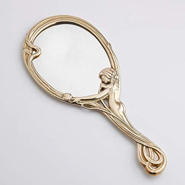 (JIM110-PB) (JIM110-PB) Hand Mirror, Brass Mirror, Golden Color, Gold, LADY PB, Made in Italy, Brass Product) Desk Mirror, Antique Goods