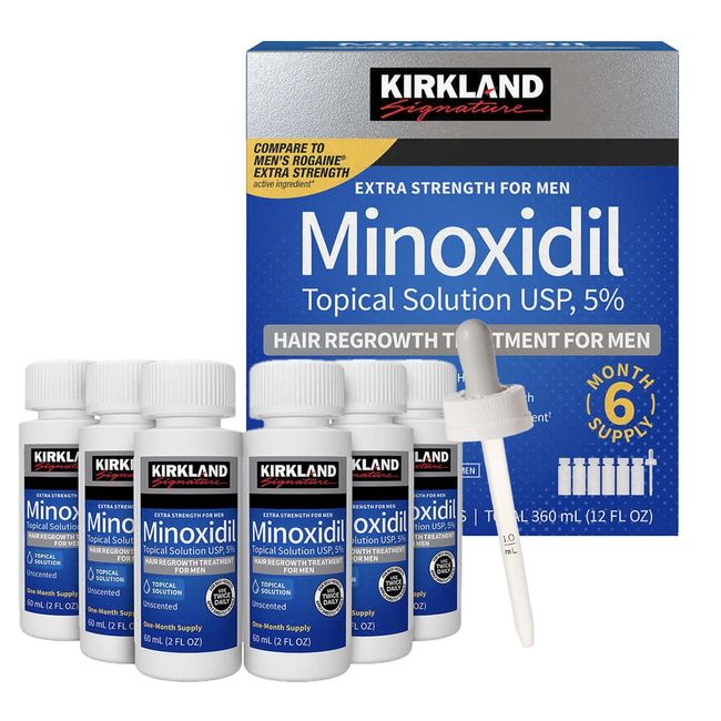 (6 Pack) Mino xidill Liquid Extra Strength Hair Regrowth Treatment for Men, 5% Topical Solution, 6 Months Supply - Dropper Applicator Included