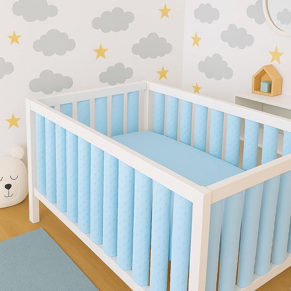 BABYMAM Double-sided Cot Rail Rung Wrap Protector 10Pc Blue