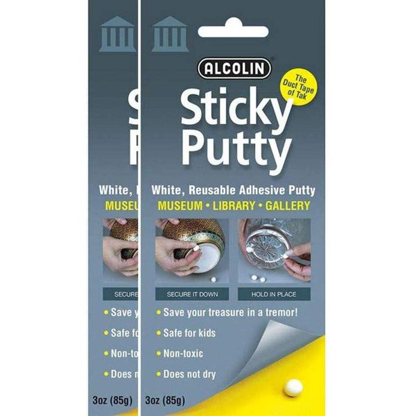 Sticky Putty- Reusable Museum & Gallery Quality Adhesive Putty,- Repositionable, Won;t Dry Out - 2 Pack