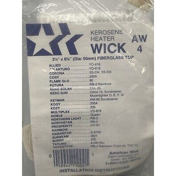 American Wick AW-4 AW4 Kerosene Heater Allied Wick Replacement. A-9