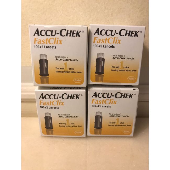 New In Box Sealed Accu-Chek FastClix 100+2 Lancets X 4 Boxes Exp . 2024