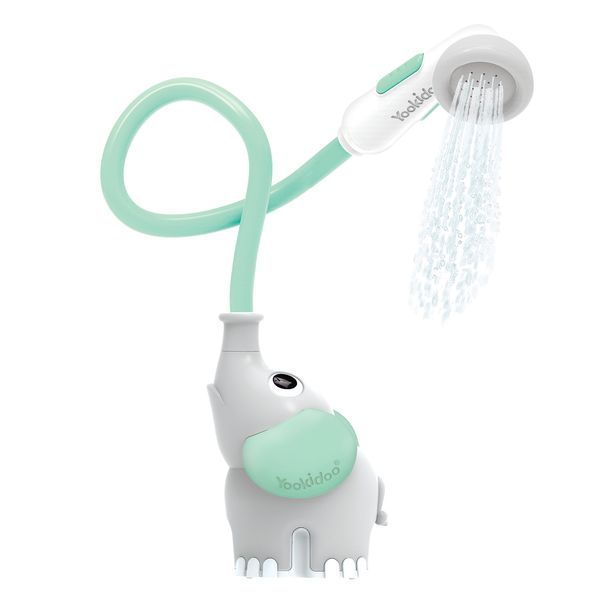 Yookidoo Baby Bath Shower Head - Elephant Water Pump with Trunk Spout Rinser - Control Water Flow from 2 Elephant Trunk Knobs for Maximum Fun in Tub or Sink for Newborn Babies