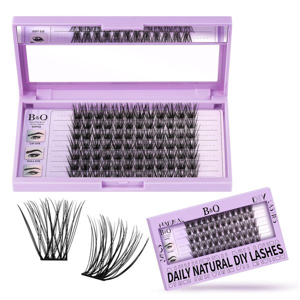 Wimpern Extensions 84 PCS Z11 B&Q Einzelne Wimpern DIY Lash Clusters für Anfänger Wiederverwendbar Wimpernbüschel Einzelwimpern für Wimpernverlängerung zu Hause Lashes Wimpern Extension(Z11,D-10 mm)