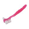 Denture Brush, Denture Toothbrush False Teeth Brush, False Teeth Brush, Dirt Removal, Plaque Removal Ergonomic Double Sided Soft Hair Safe Portable Professional (Pink)