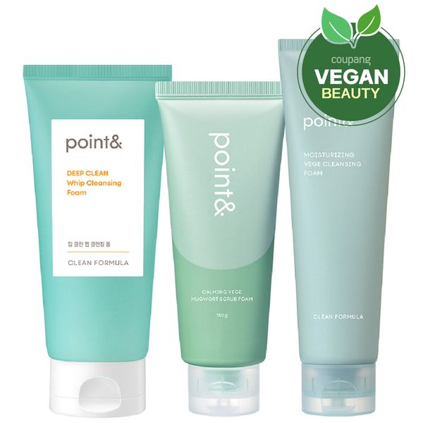 Point and Deep Clean Whip Cleansing Foam 200g + Soothing Veggie Mugwort Scrub Foam 150g + Moisturizing Veggie Cleansing Foam 150g Set, 3 sets