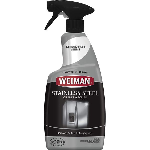 Weiman Stainless Steel Cleaner and Polish - Streak-Free Shine for Refrigerators, Dishwasher, Sinks, Range Hoods and BBQ grills - 22 fl. oz