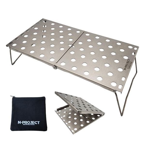 N-project UL TITANIUM TABLE Titanium Table (L), Foldable, Compact, Outdoor Table, Perfect Size for Mountain Climbing, Solo Camping